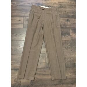 Ermenegildo Zegna Dress Pants Mens 34 Brown Wool Pleated Front Slacks